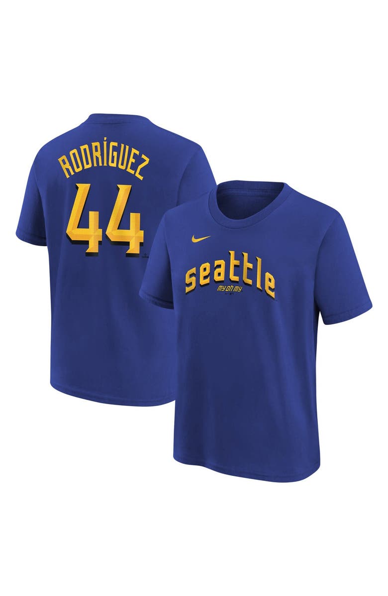 Nike Youth Nike Julio Rodríguez Royal Seattle Mariners Fuse City Connect Name & Number T-Shirt, Main, color, 
