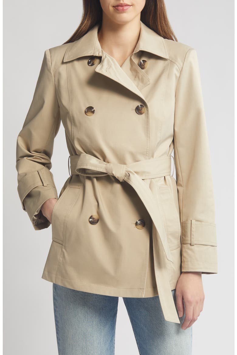 Belted Trench Coat, Main, color, BIRCH