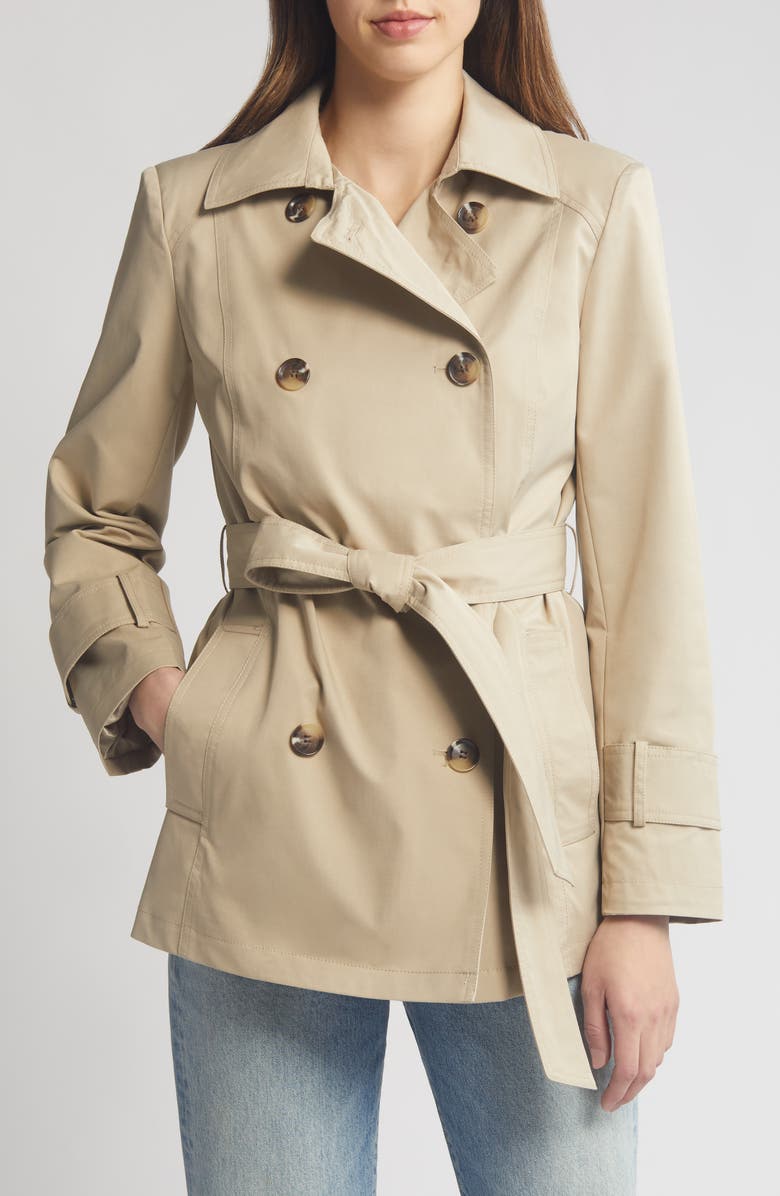 Sam Edelman Belted Trench Coat, Main, color, Birch
