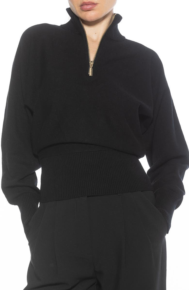 Alexia Admor Niko Quarter Zip Sweater, Main, color, Black