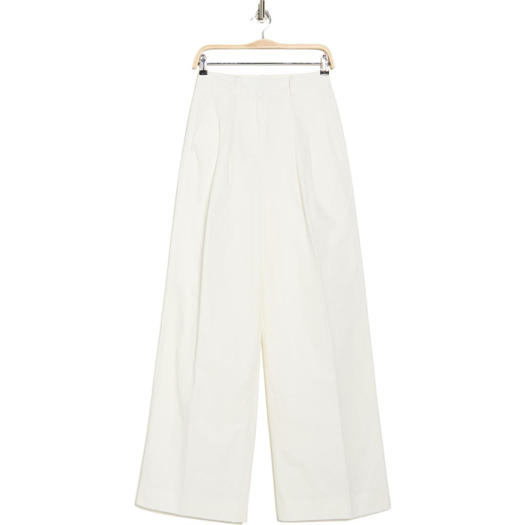 Derek Lam 10 Crosby Quinto Button Tab Wide Leg Pants In Blanc De Blanc