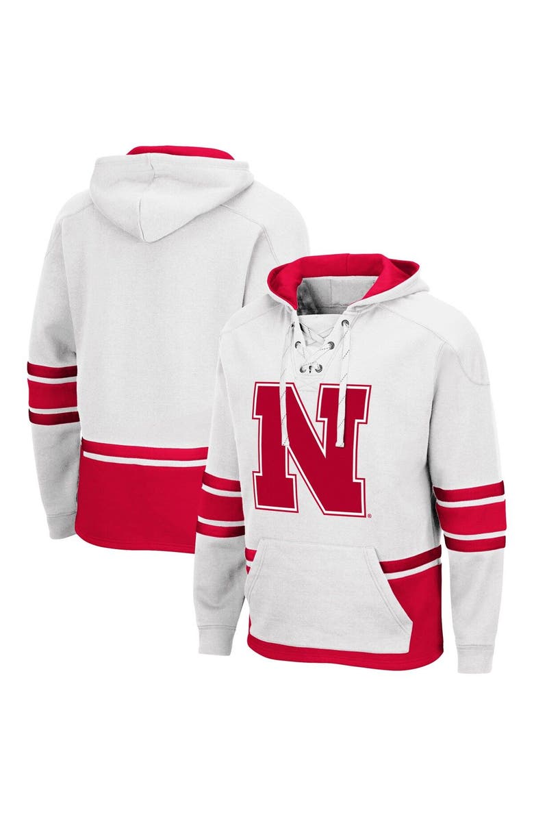 COLOSSEUM Men's Colosseum White Nebraska Huskers Lace Up 3.0 Pullover Hoodie, Main, color, 