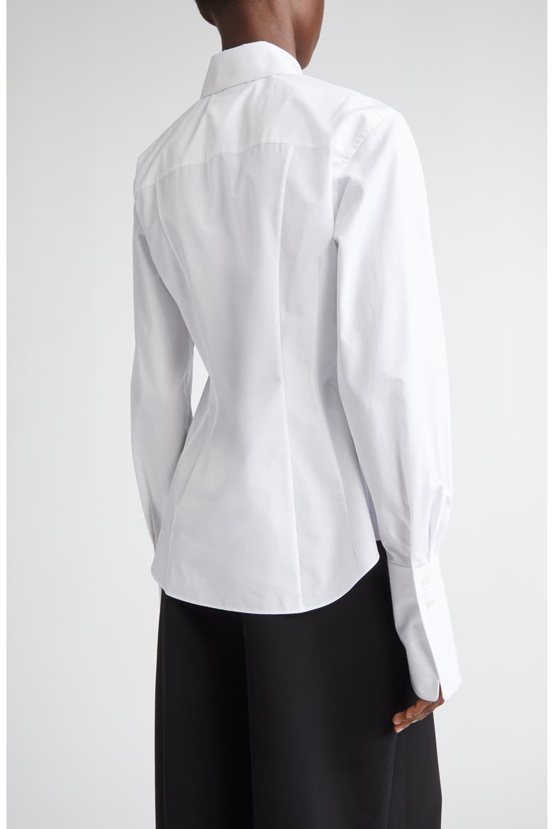 Fitted Organic Cotton Poplin Button-Up Shirt, Alternate, color, WHITE