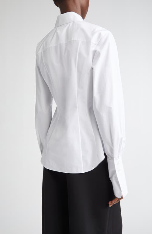 Lafayette 148 New York Fitted Organic Cotton Poplin Button-up Shirt In White
