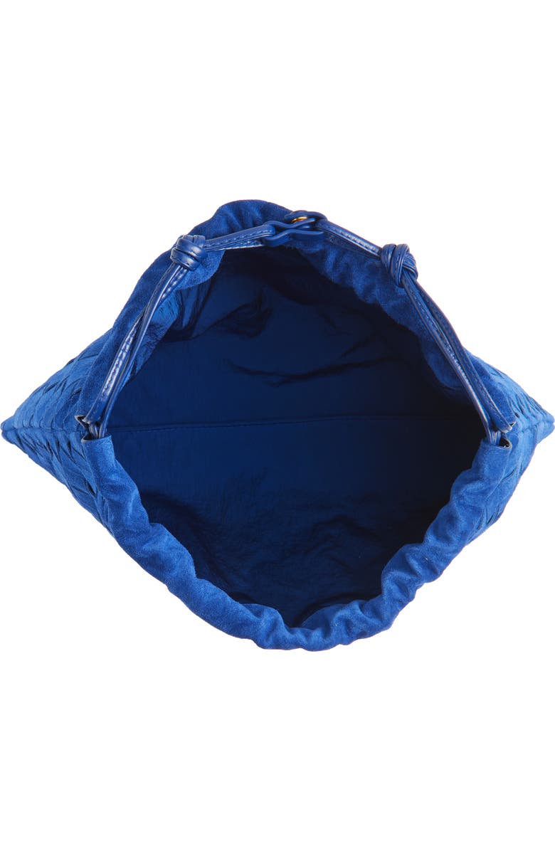Bottega Veneta Medium Dustbag Intrecciato Suede Bag, Alternate, color, 4297 Blue Royal-Gold