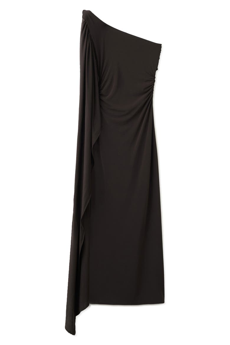 Asymmetric Cape Maxi Dress, Alternate, color, BROWN