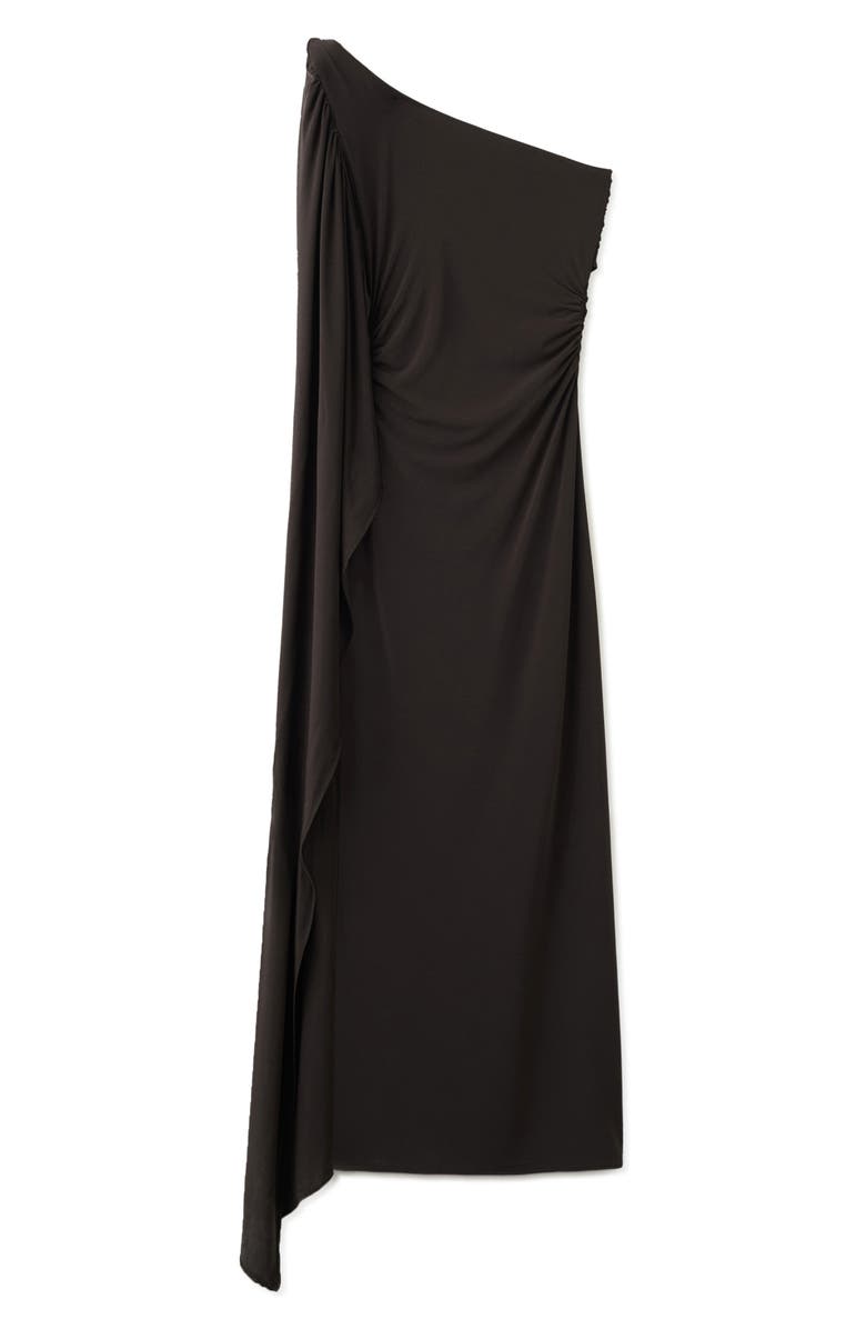 MANGO Asymmetric Cape Maxi Dress, Alternate, color, Brown