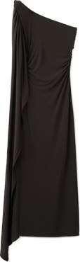 MANGO Asymmetric Cape Maxi Dress