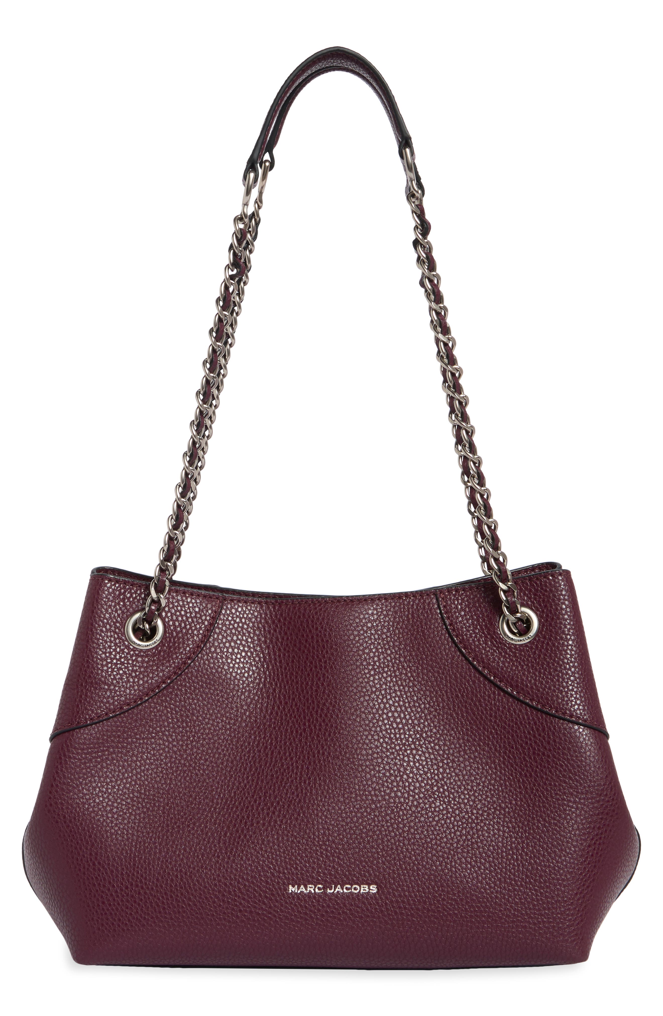 Small Leather Tote, Alternate, color, DARK PLUM