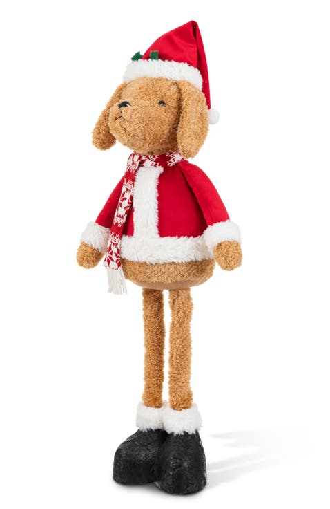 Fabric Christma Dog with Telescoped Legs Standing Decor