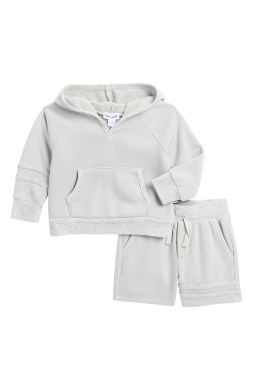 Splendid Stripe Hoodie & Sweat Shorts Set In Mineral Grey