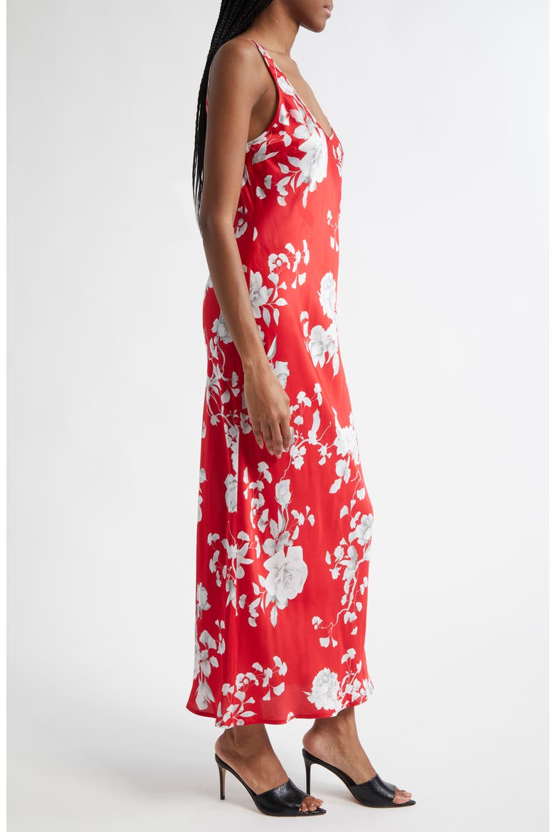 Akiya Floral Sleeveless Silk Satin Maxi Dress, Alternate, color, REDIVORY