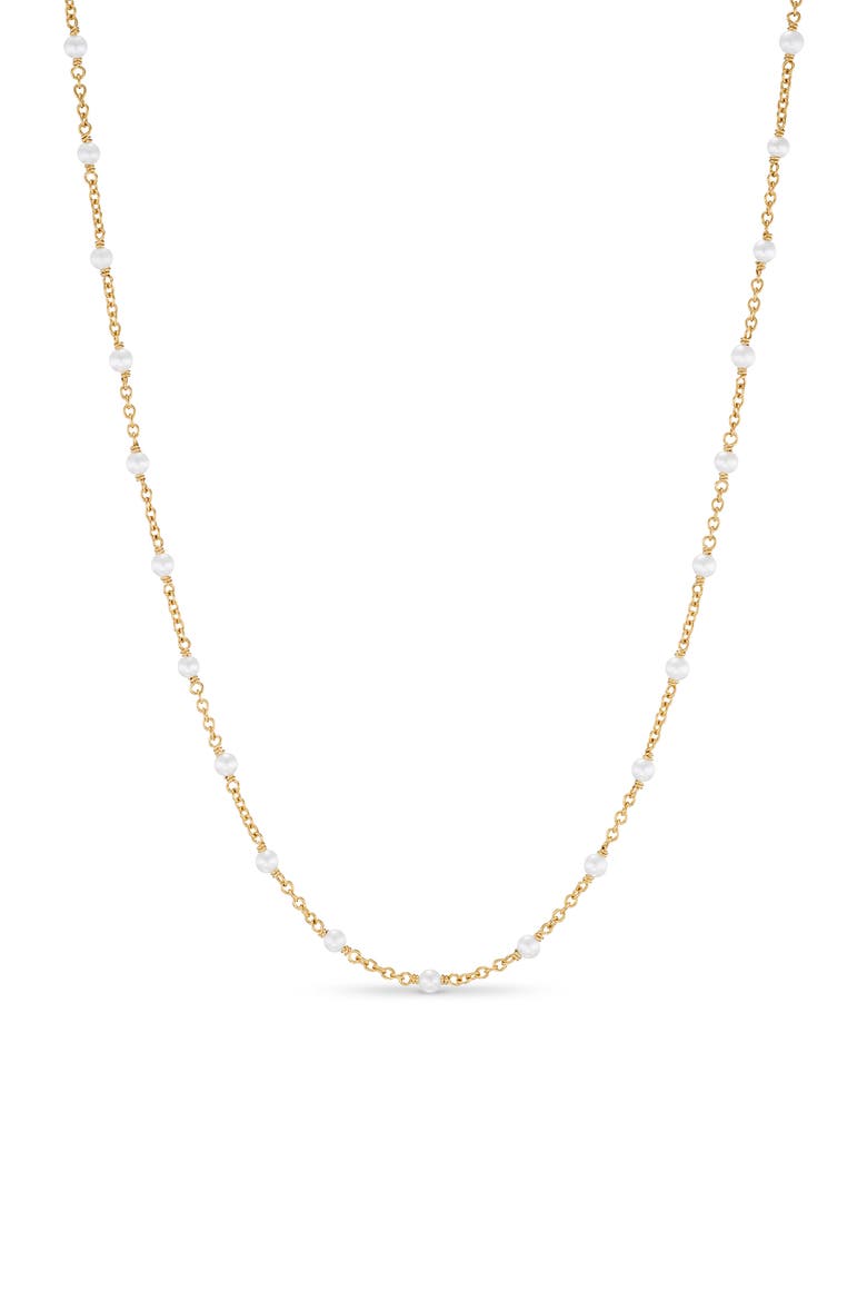 Pearl Classics Freshwater Pearl Station Necklace, Main, color, GOLD