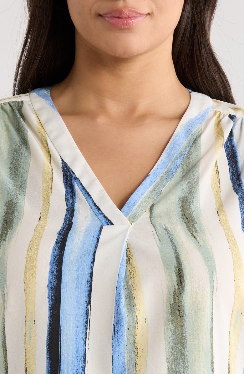 AK ANNE KLEIN Stripe V-Neck Top, Alternate, color, 