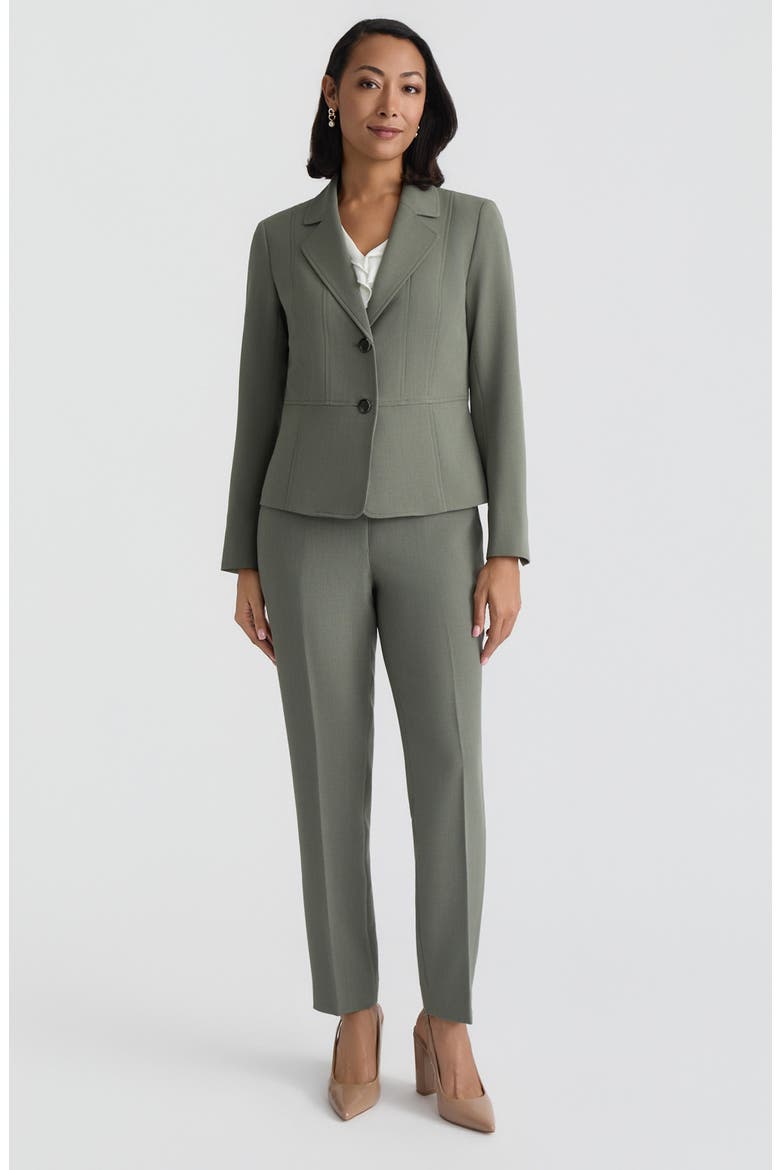 Seamed Stretch Crepe Jacket, Alternate, color, DARK SEA STONE