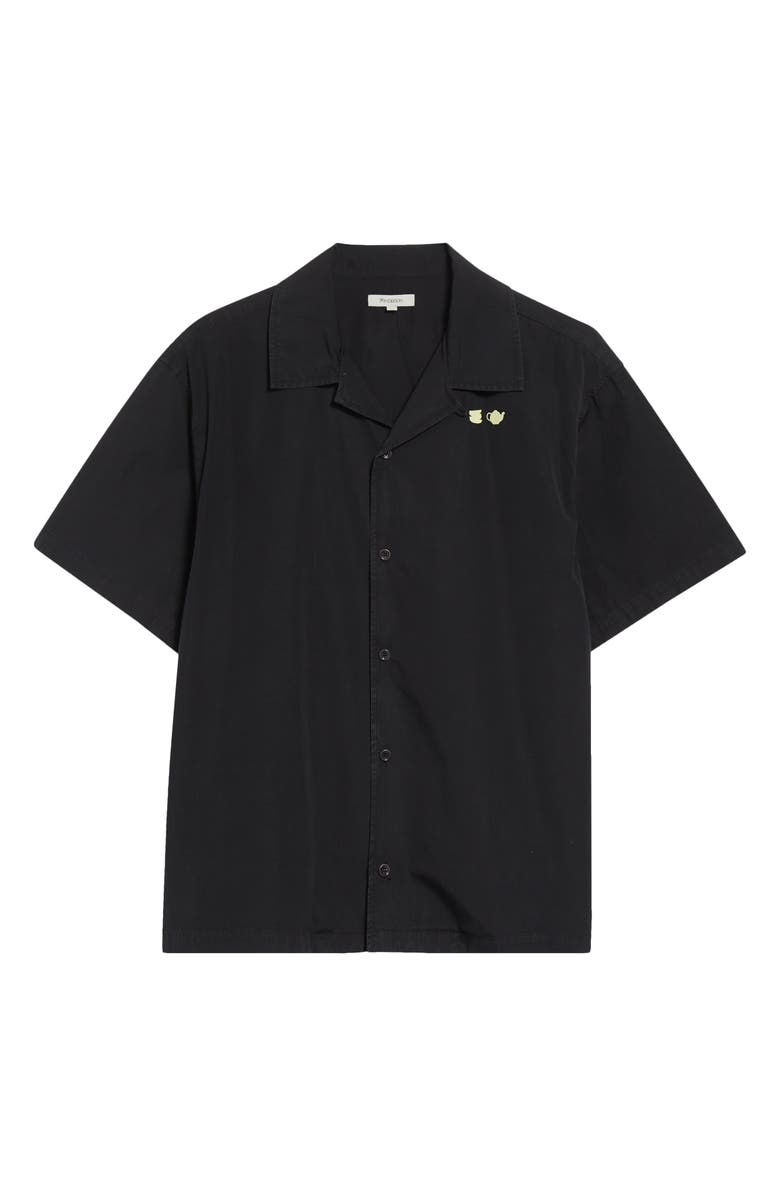 JW Anderson Contrast Crockery Embroidered Camp Shirt, Alternate, color, Washed Black
