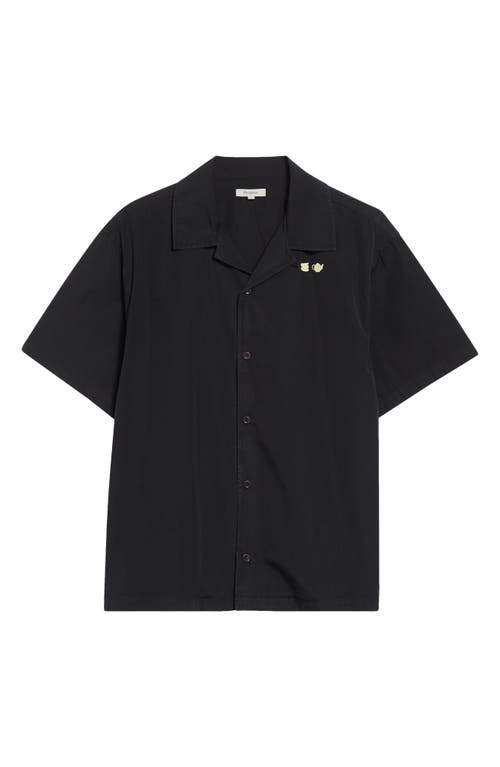Jw Anderson Mens Washed Black Relaxed-fit Embroidered-logo Cotton Shirt In Black