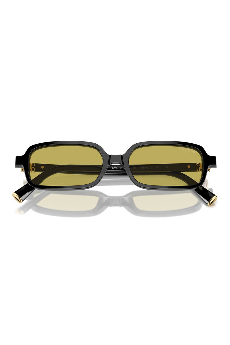 51mm Rectangular Sunglasses, Main, color, BLACK