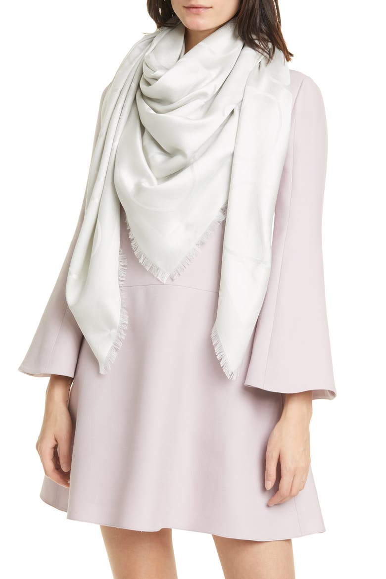 VLOGO Silk Blend Scarf, Alternate, color, IVORY/ ARGENTO