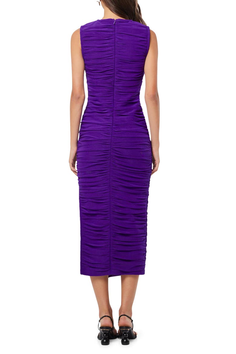 Debbi Sleeveless Ruched Midi Cocktail Dress, Alternate, color, PURPLE