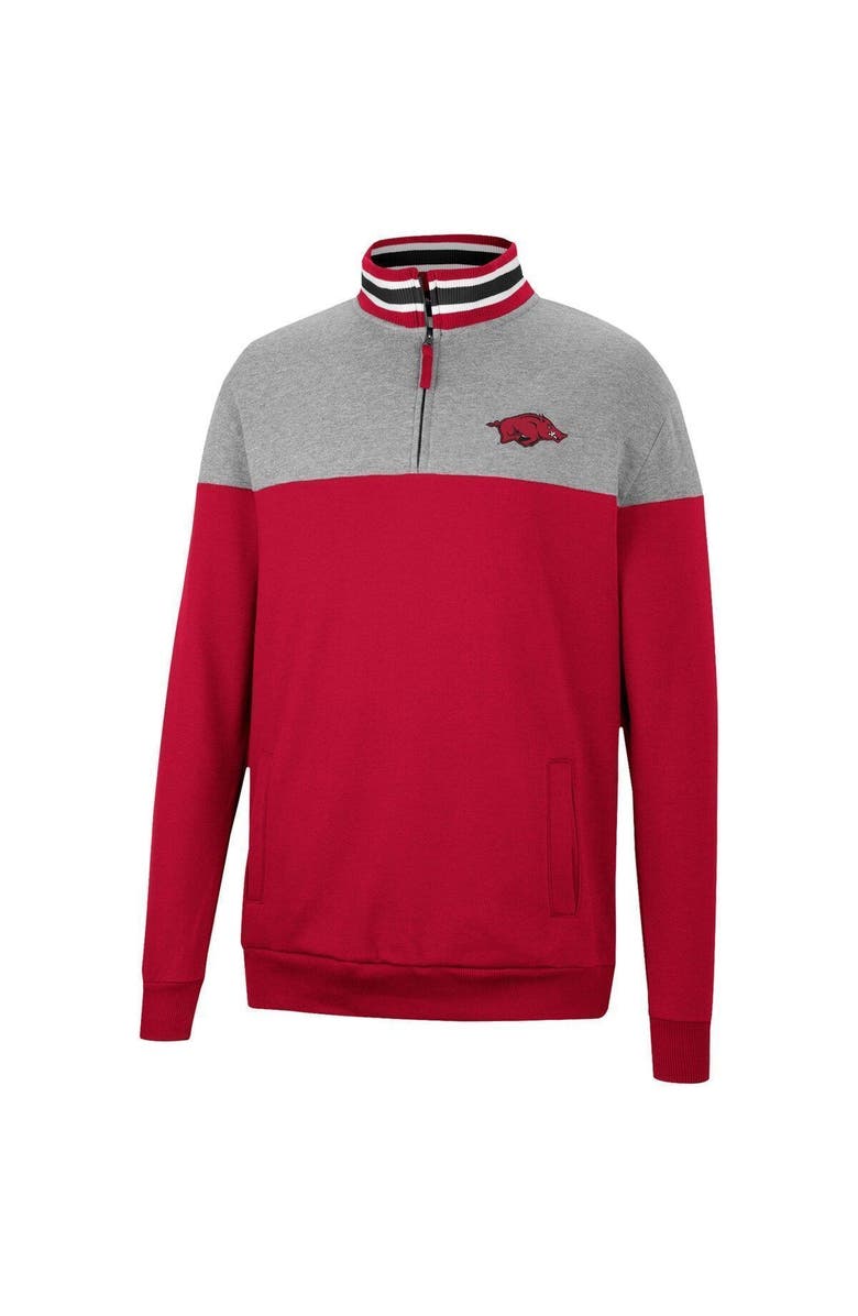 COLOSSEUM Men's Colosseum Cardinal/Heather Gray Arkansas Razorbacks Be the Ball Quarter-Zip Top, Alternate, color, Cardinal