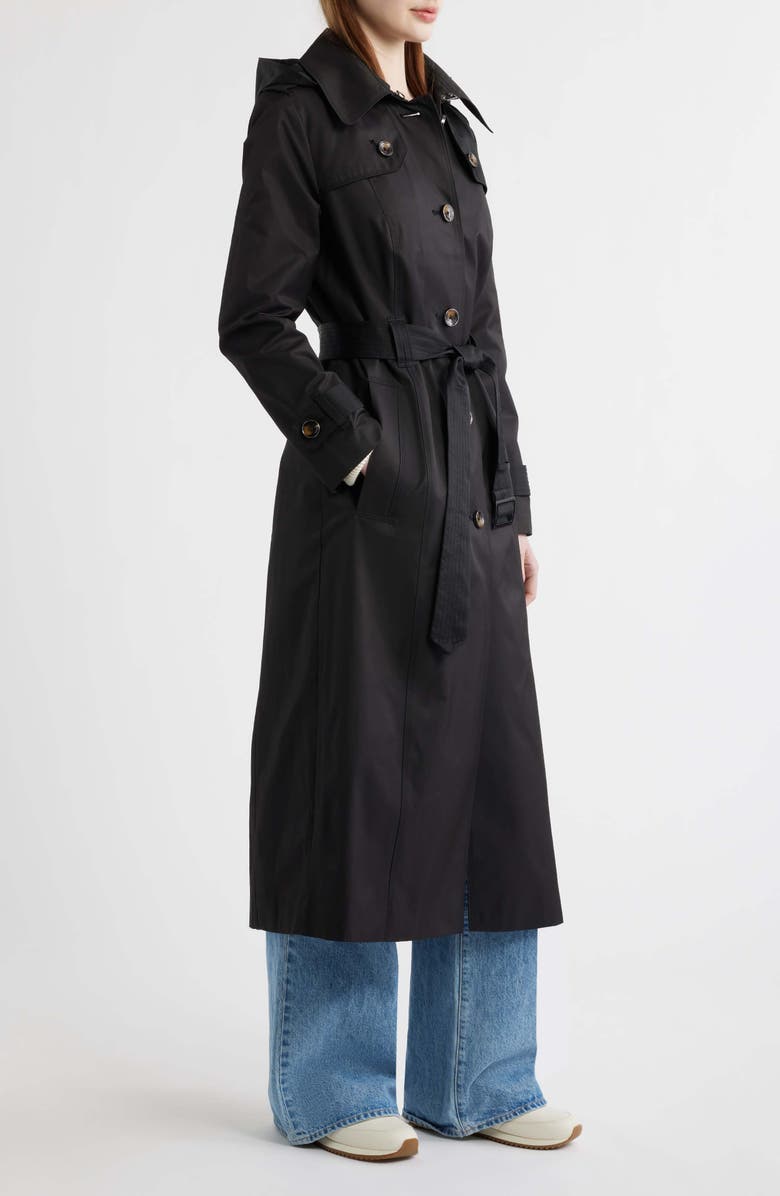 London Fog Cotton Blend Trench Coat, Alternate, color, Black
