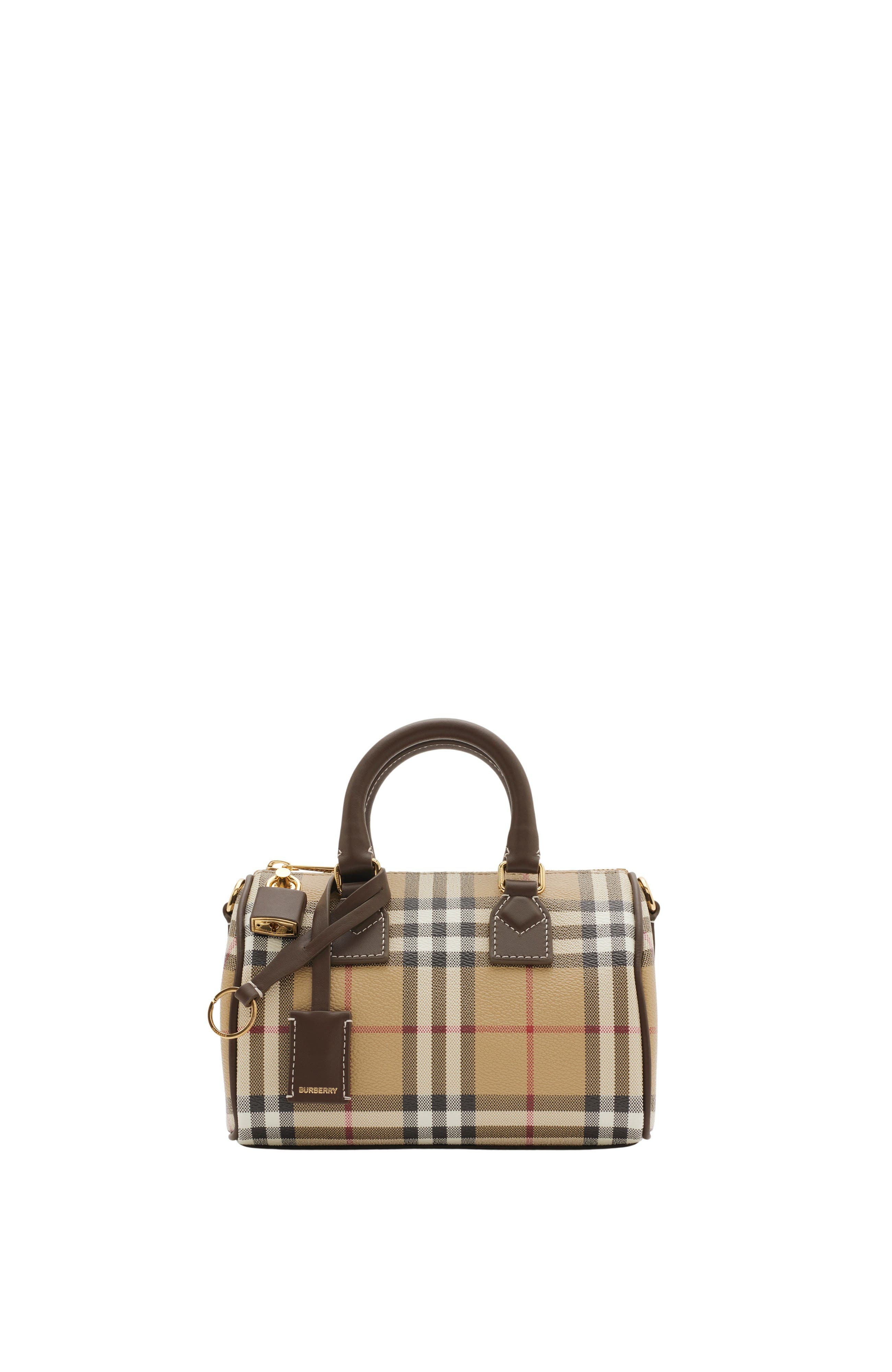 Burberry Mini Check Bowling Bag, Main, color, 