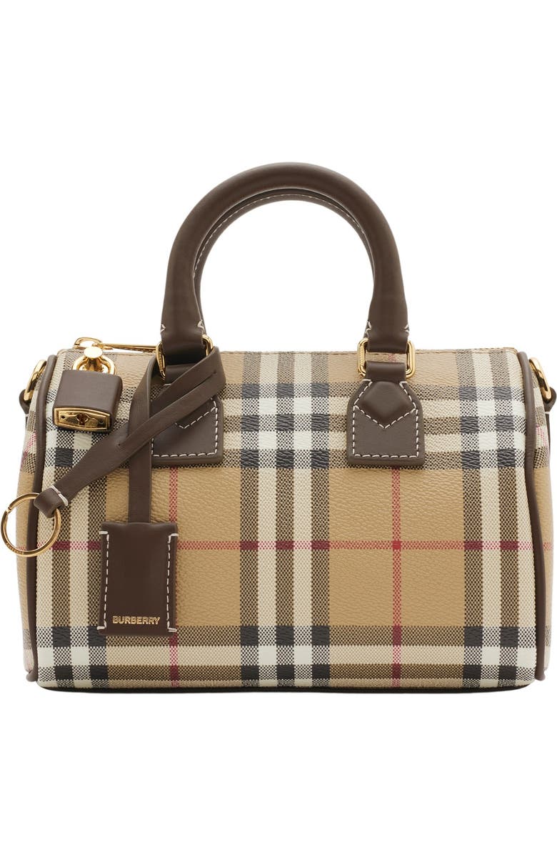 Burberry Mini Check Bowling Bag, Main, color,