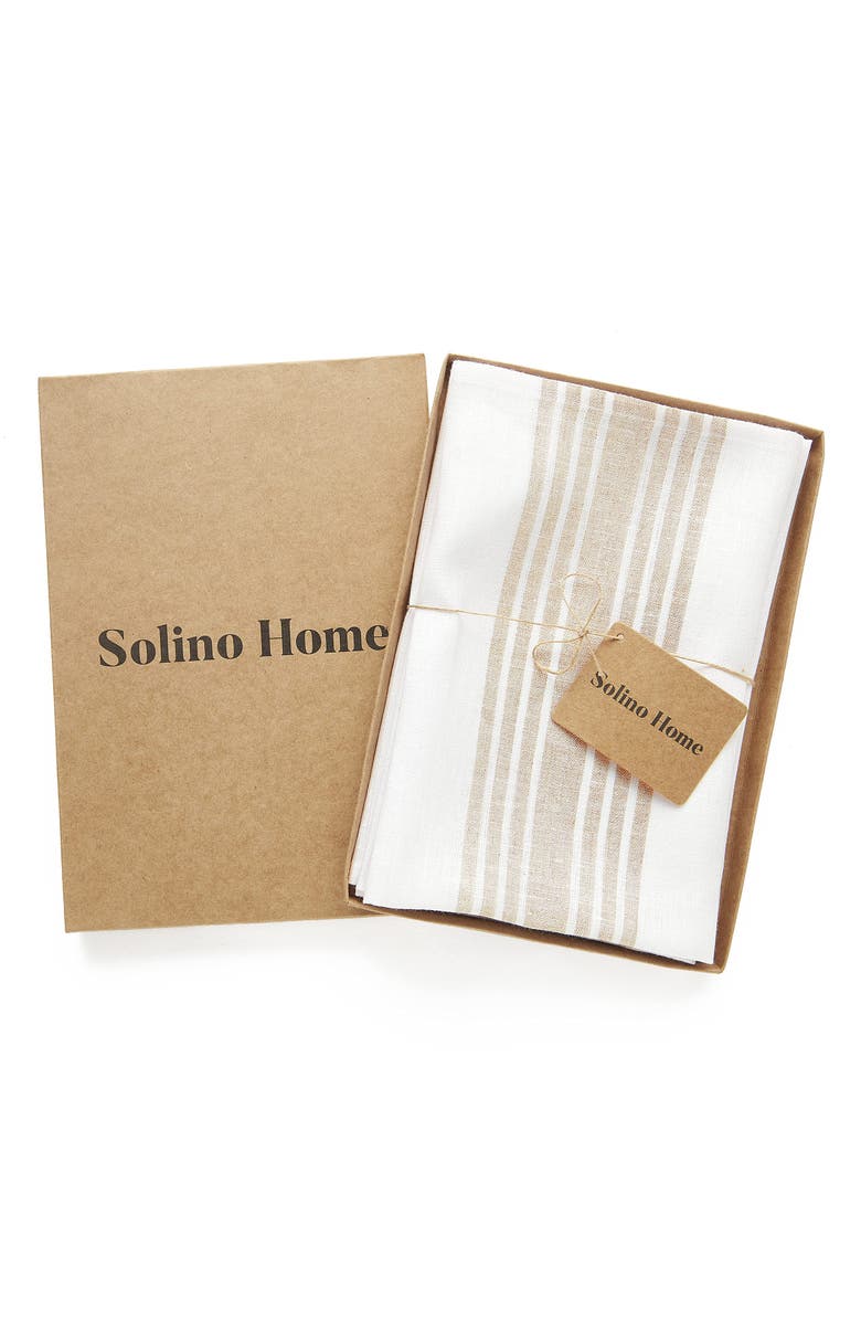 Solino Home Linen Dinner Napkins - Farmhouse, 20" x 20" Inch, Alternate, color, Natural And White