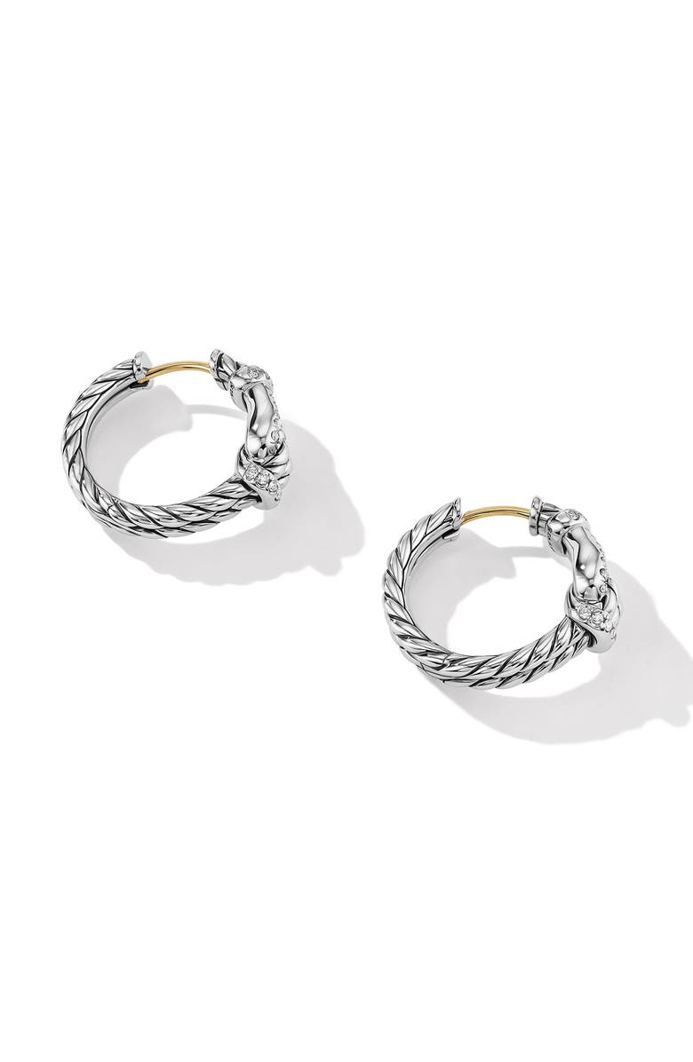David Yurman Thoroughbred Loop Hoop Earrings with Pavé Diamonds, Alternate, color, 