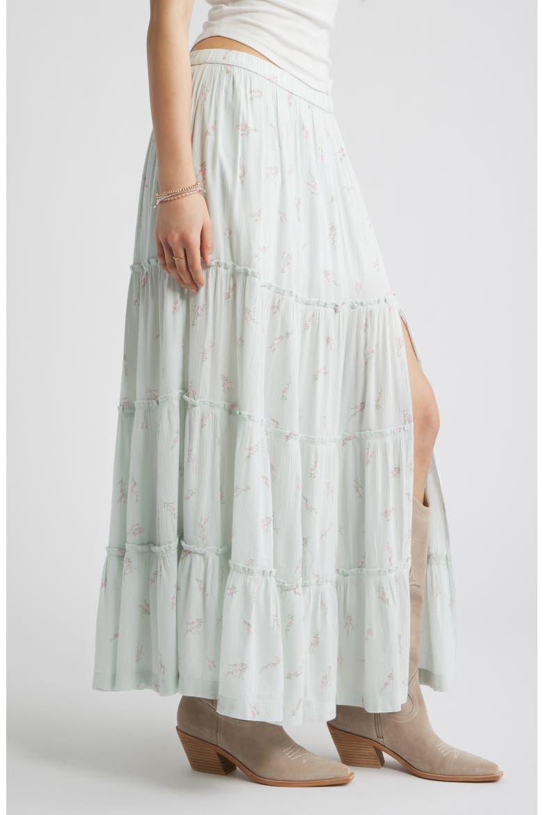 Tiered Maxi Skirt, Alternate, color, GREEN CHERIE BLOSSOM