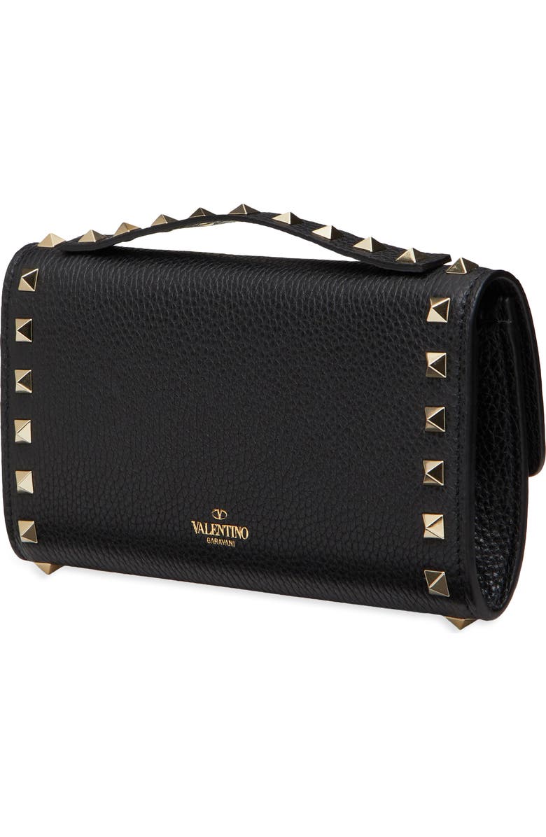 Valentino Garavani Mini Rockstud Leather Crossbody Wallet, Alternate, color,