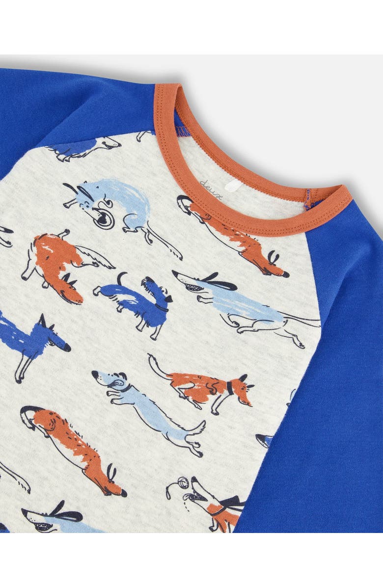 Deux par Deux Boy's Organic Cotton Two Piece Pajama Set Blue And Orange Stripe, Alternate, color, 