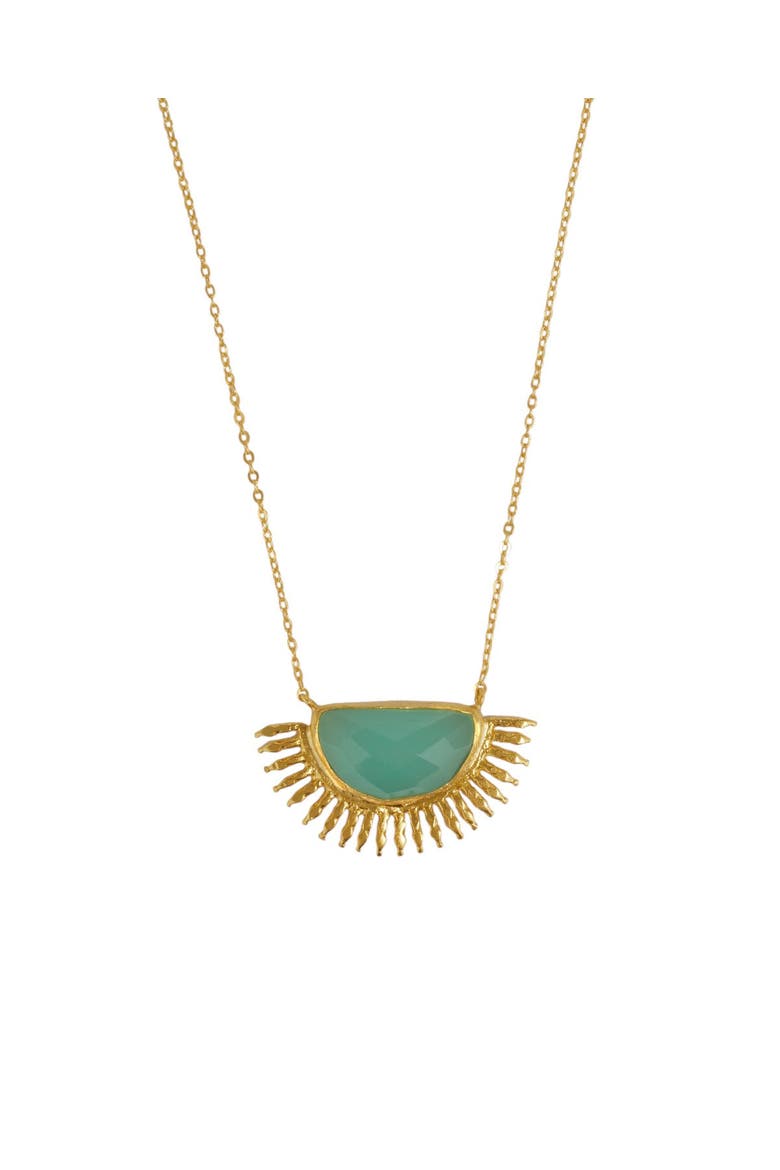 Sunrise Aqua Chalcedony Pendant Necklace, Alternate, color, Gold