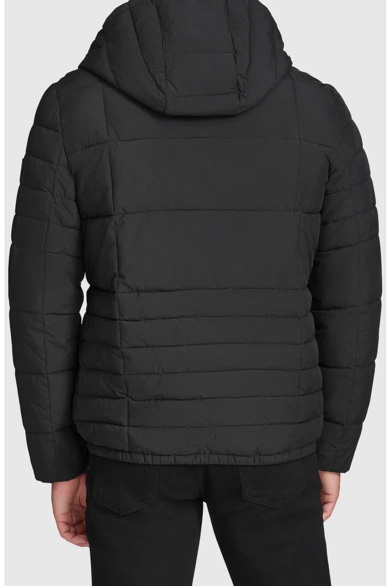 Mixed Quilting Hooded Jacket, Alternate, color, BLACK