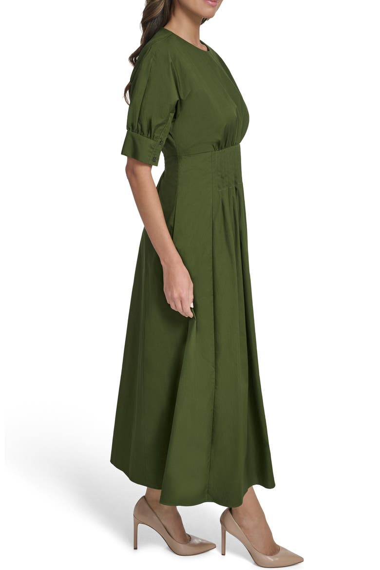 Pleat Detail Cotton Poplin Dress, Alternate, color, KELLY
