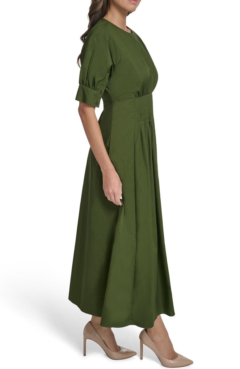 Vince Camuto Pleat Detail Cotton Poplin Dress, Alternate, color, Kelly