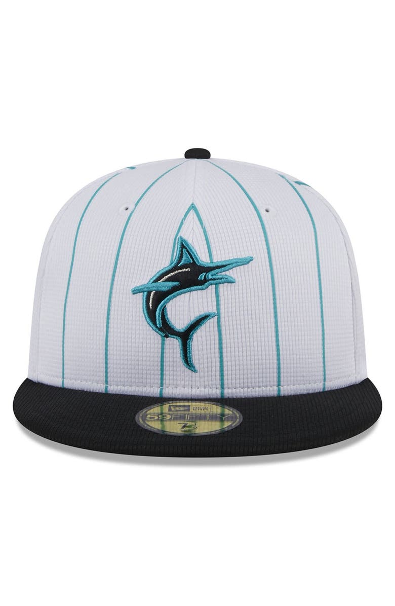 New Era Men's New Era  White Miami Marlins 2024 Batting Practice 59FIFTY Fitted Hat, Alternate, color, 