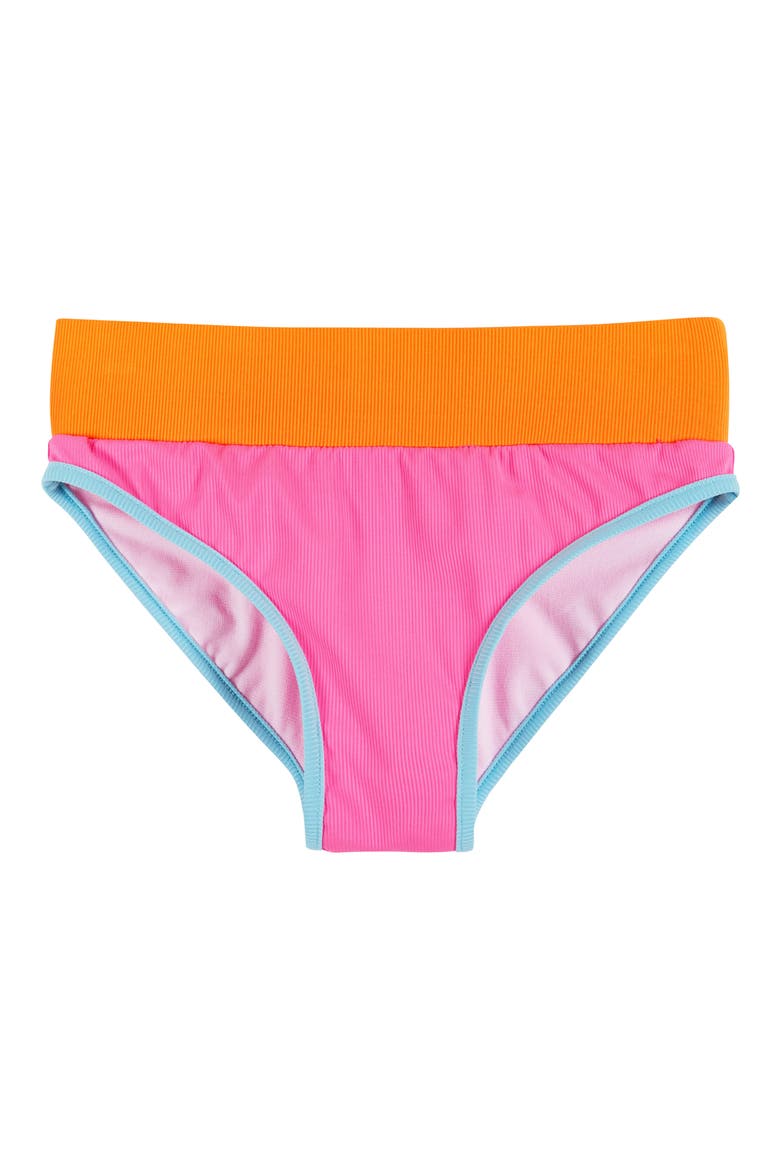 Kids' Rib Colorblock Two-Piece Swimsuit, Alternate, color, PINK