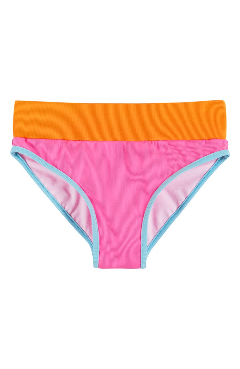 Andy & Evan Kids' Rib Colorblock Two-Piece Swimsuit, Alternate, color, Pink