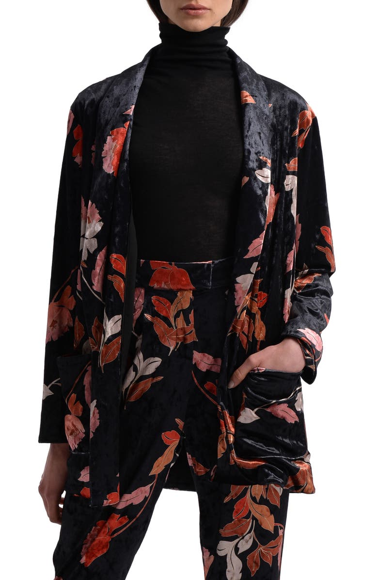 Molly Bracken Floral Oversize Velvet Blazer, Main, color, 
