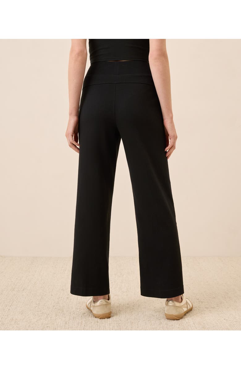 Pact Organic Cotton Airplane Pintuck Wide Leg Pant, Alternate, color, Black