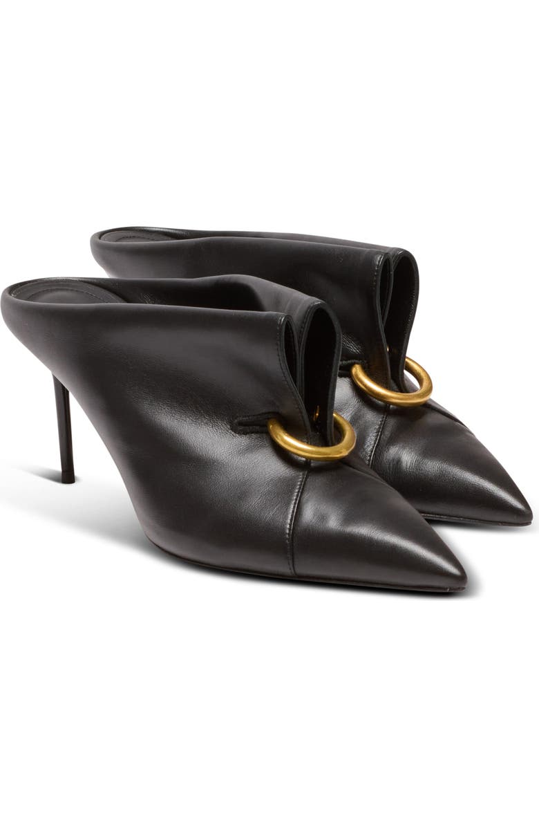 Balmain Lambskin leather mules with front piercing, Main, color, Black