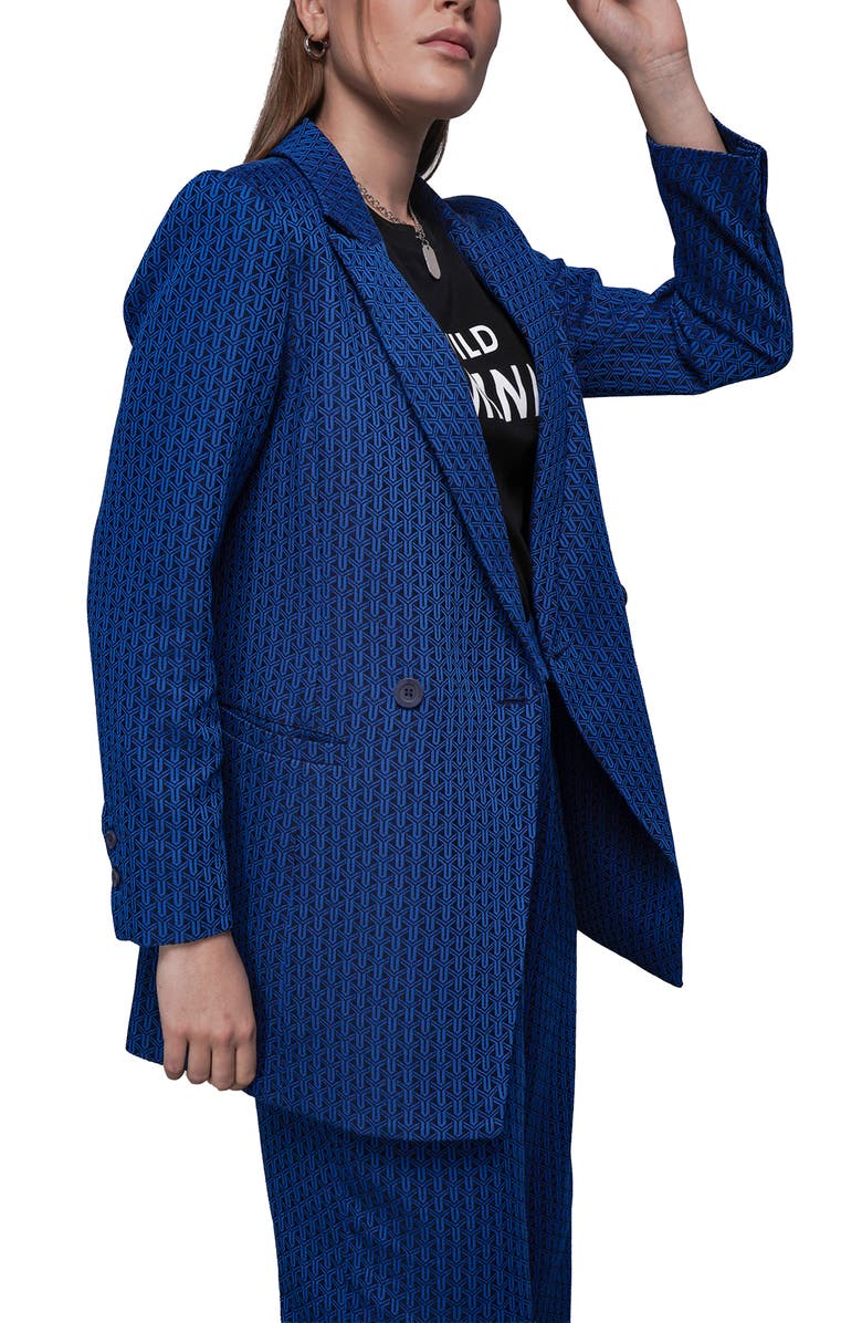 WILDFANG The Empower Jacquard Double Breasted Blazer, Alternate, color, Cobalt Blue