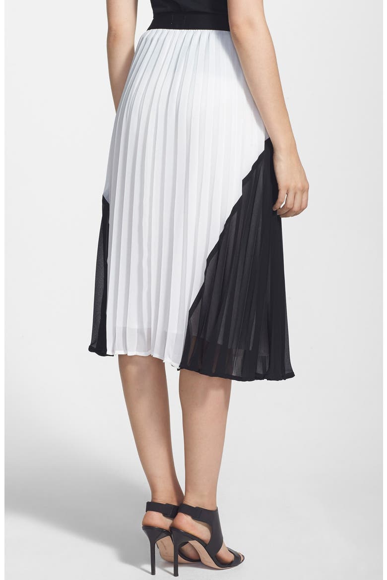Colorblock Pleated Skirt, Alternate, color, BLACK/ WHITE COMBO
