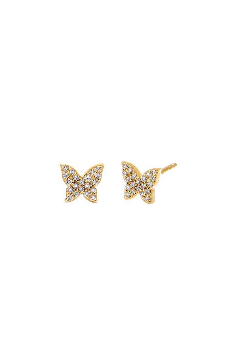 BY ADINA EDEN Small Diamond Pave Butterfly Stud Earring 14K, Main, color, 14K Gold
