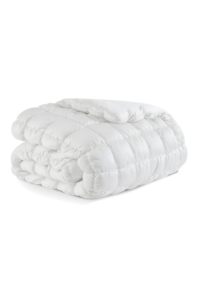 Silky Puff Squares Comforter, Main, color, WHITE