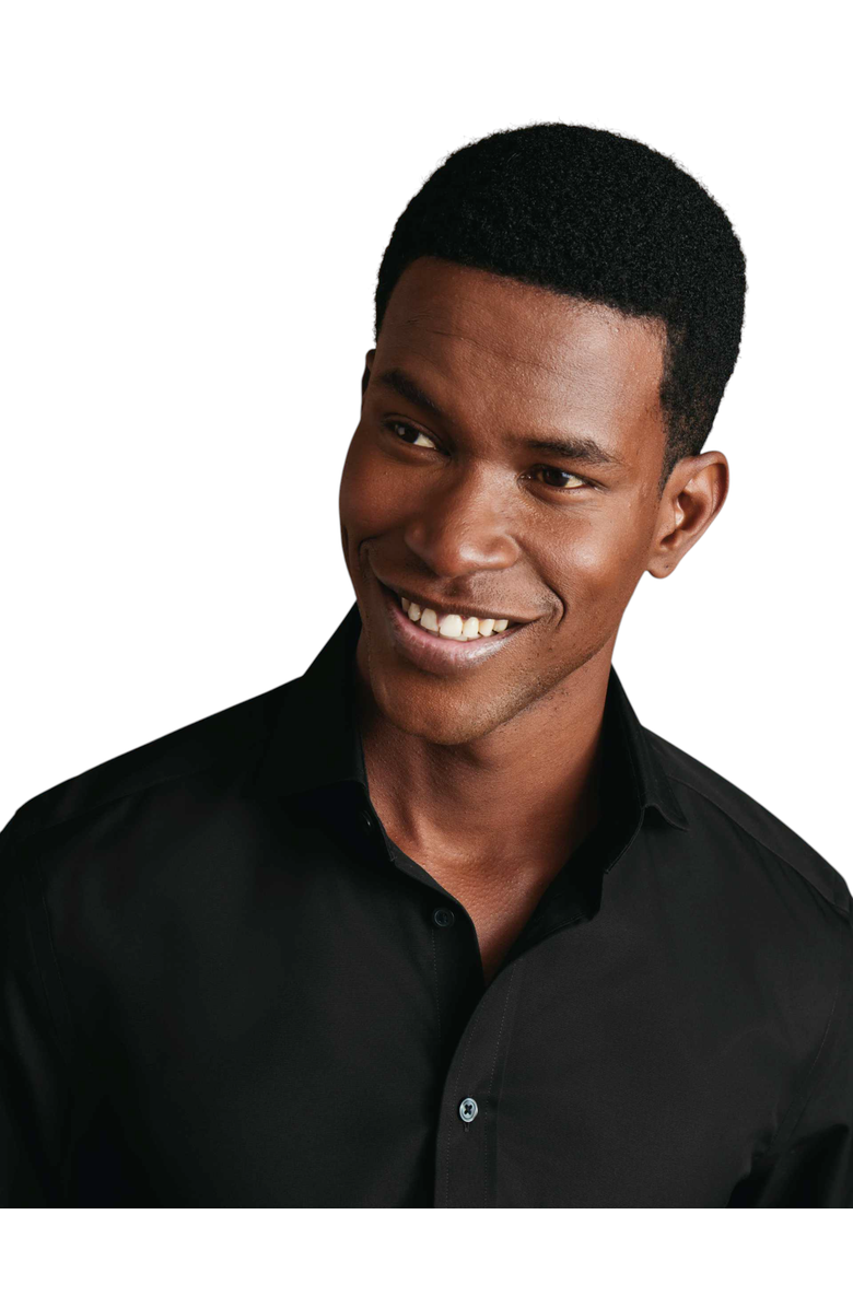 Charles Tyrwhitt Non-Iron Cutaway Collar Poplin Shirt, Alternate, color, Black