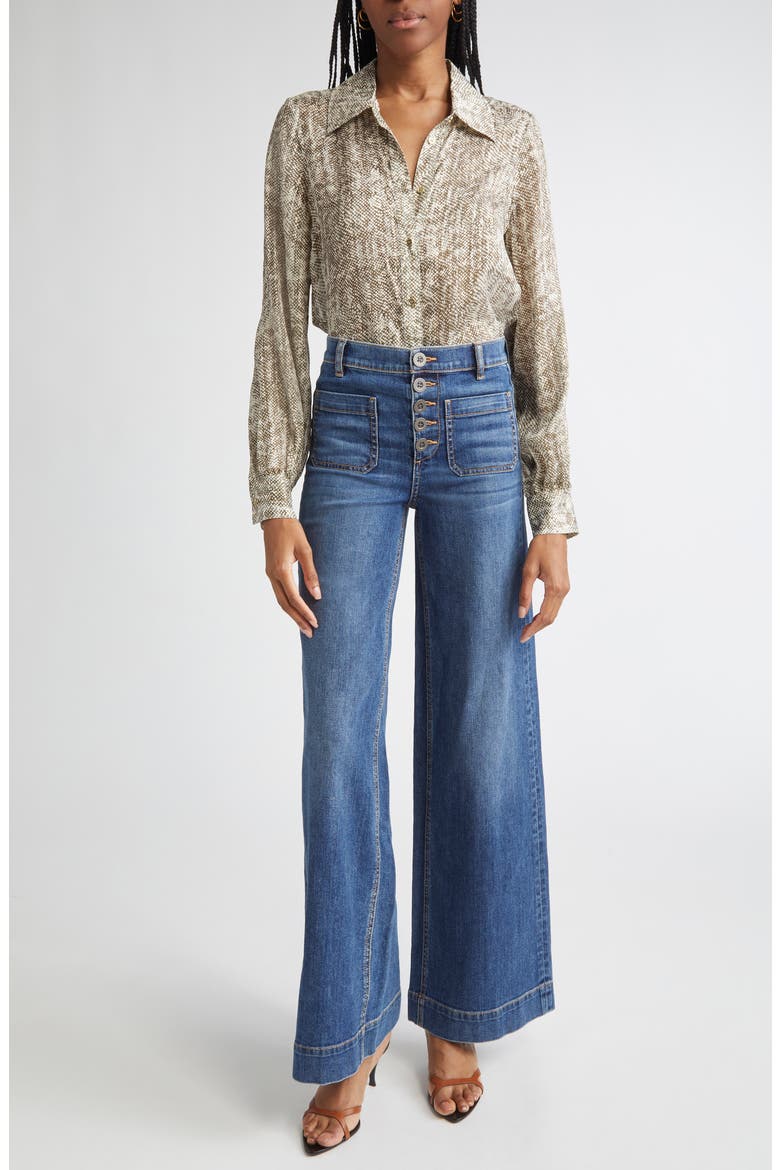 Cindy Patch Pocket Wide Leg Jeans, Alternate, color, MEDIUM WASH