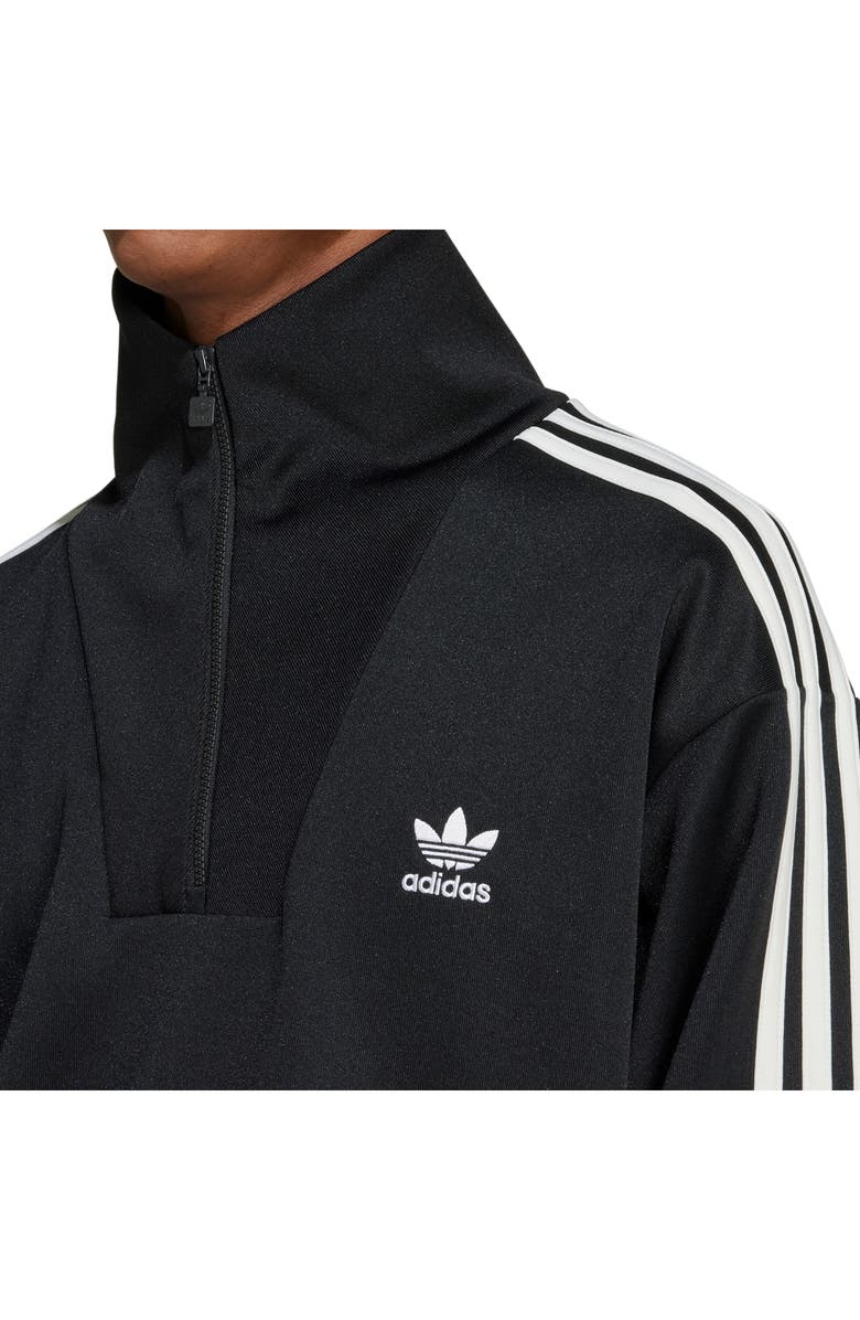 adidas Oversize Funnel Neck Quarter Zip Track Top, Alternate, color, Black